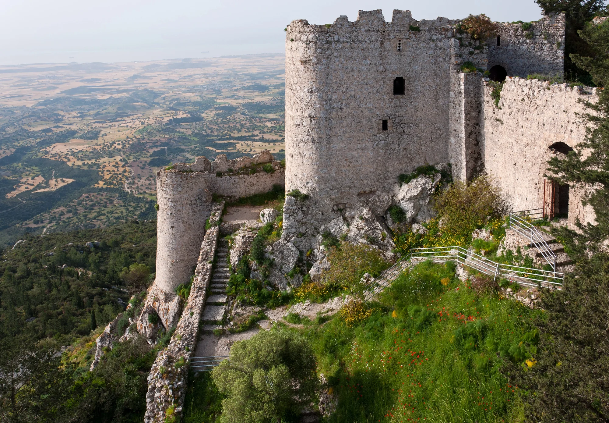 Kantara Castle walls with the plain far below