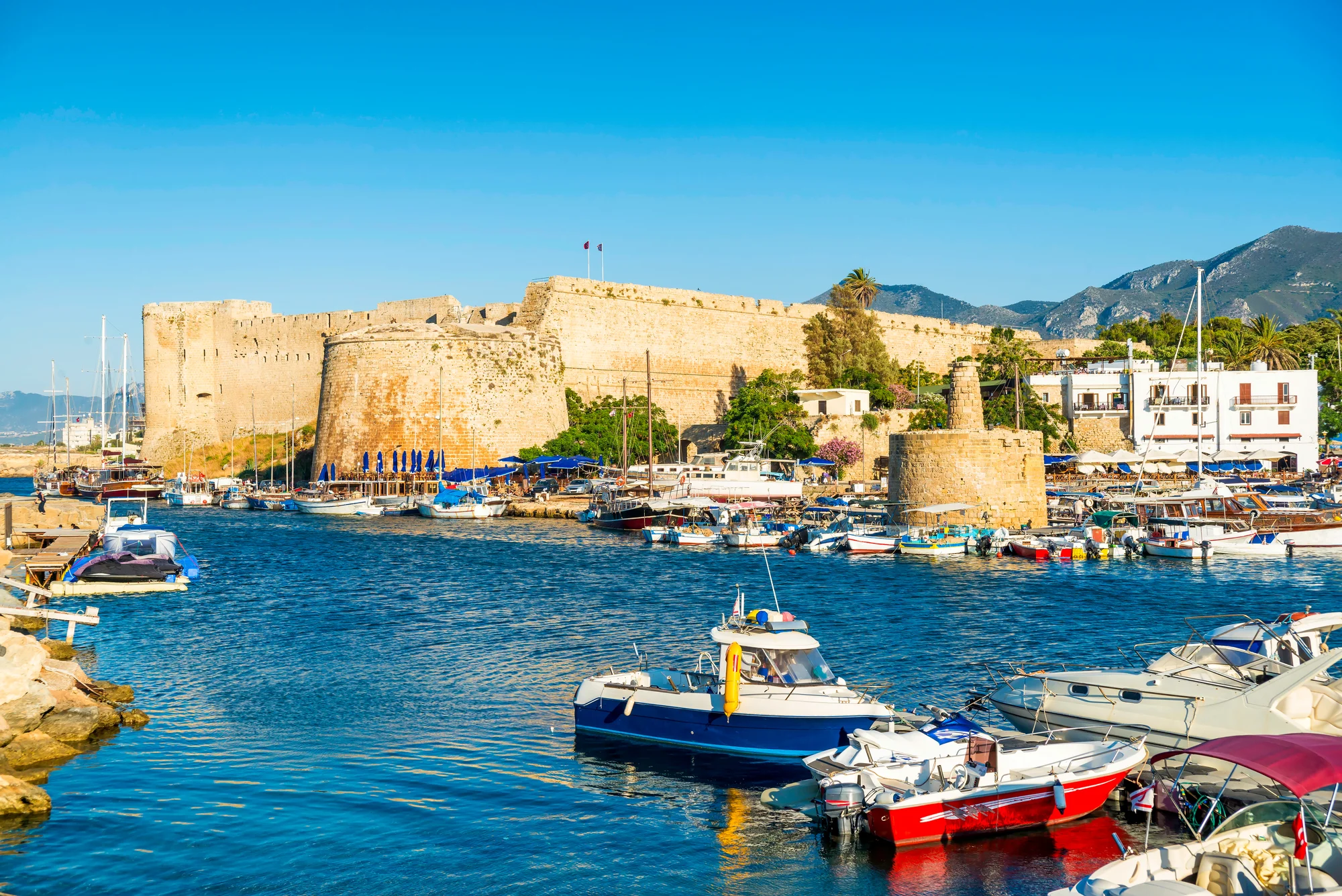 The old harbour of Kyrenia (Girne) with the castle behind